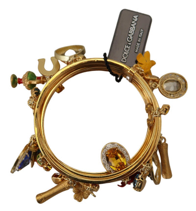 Multicolor Crystal Gold Tone Brass Bangle Bracelet