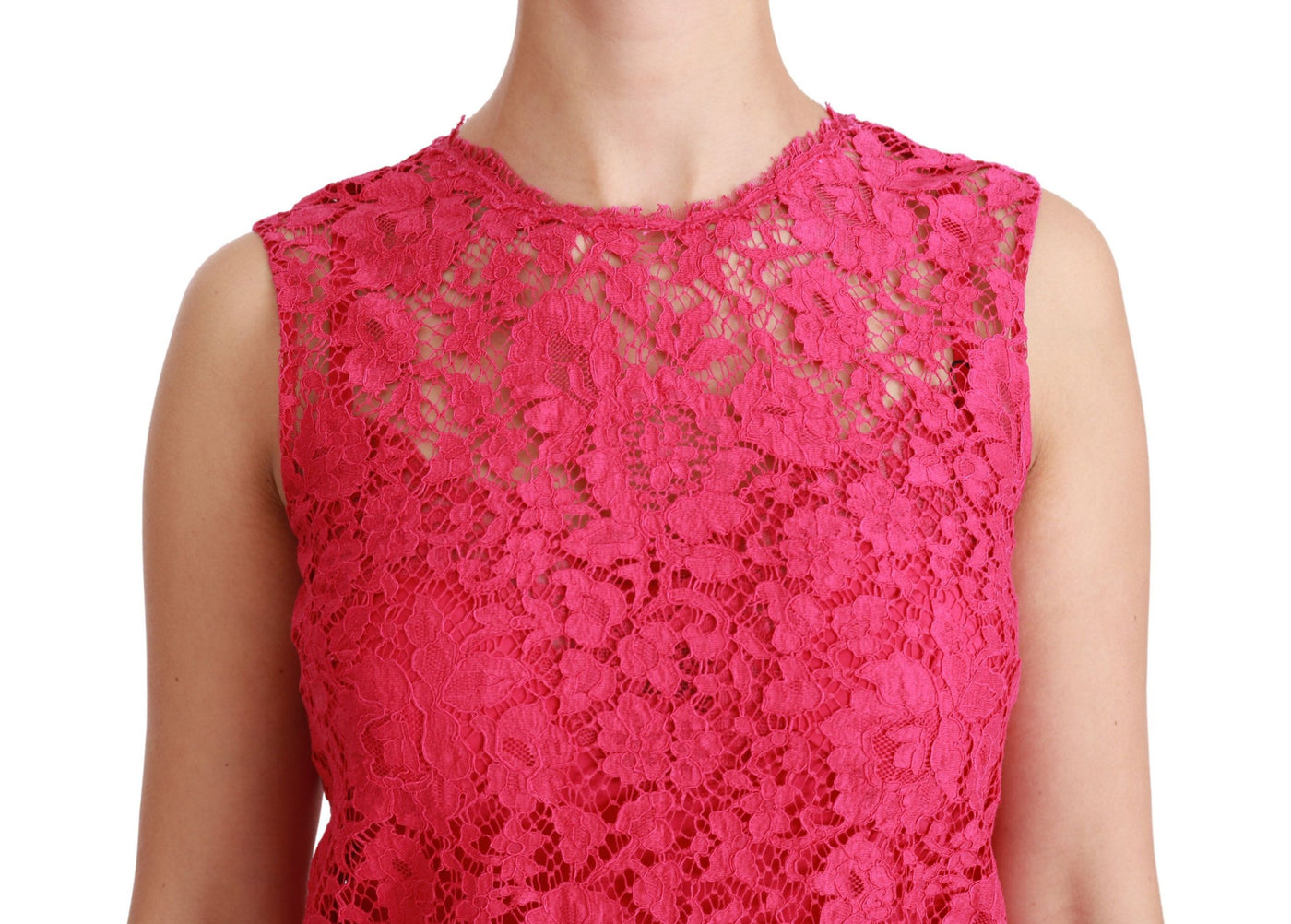 Pink Floral Lace Shift Gown Mini Dress