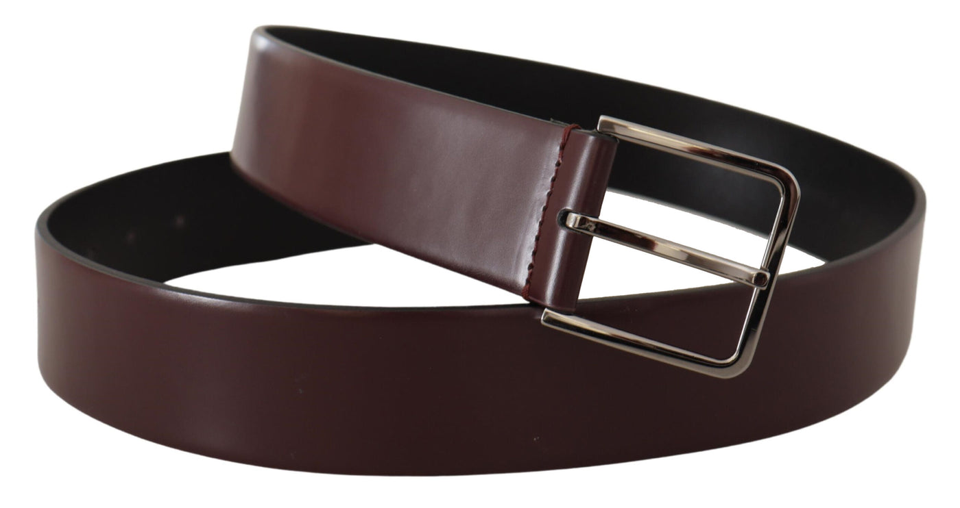 Dark Brown Calf Classic Silver Metal Buckle Belt