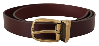 Brown Leather Classic Gold Metal Buckle Belt