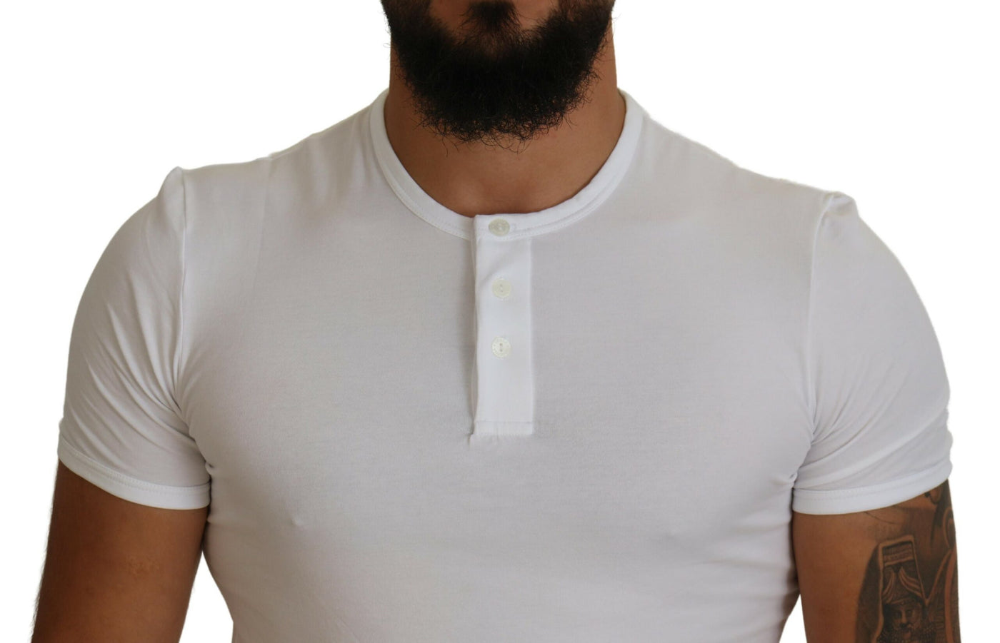 White Cotton Short Sleeves Button Front T-shirt