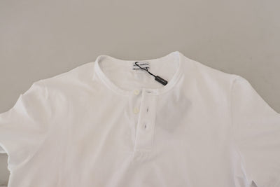 White Cotton Short Sleeves Button Front T-shirt