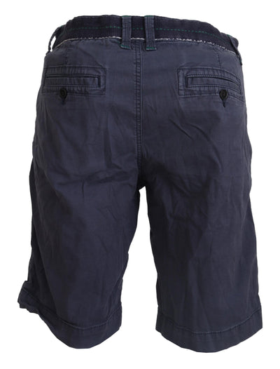 Blue Washed Cotton Bermuda Casual Shorts