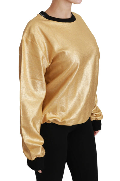 Gold Cotton Crewneck Pullover Sweater