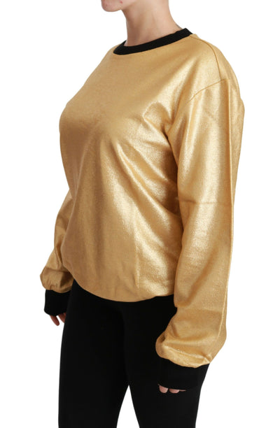 Gold Cotton Crewneck Pullover Sweater