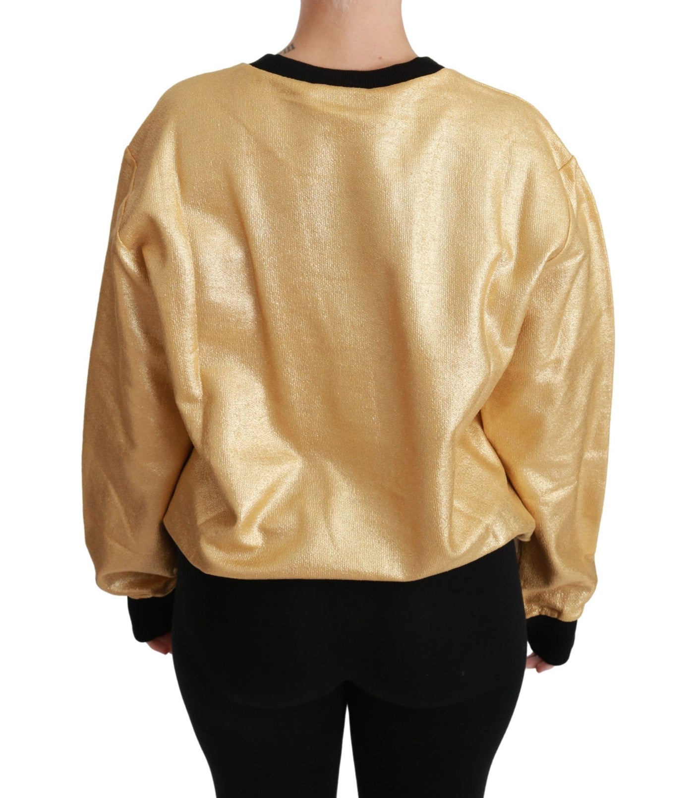 Gold Cotton Crewneck Pullover Sweater