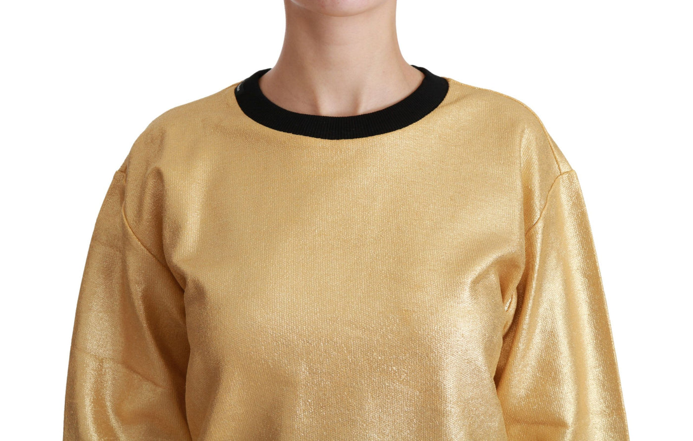 Gold Cotton Crewneck Pullover Sweater