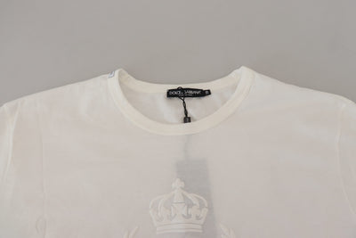 White DG Crown Print Crewneck Men T-shirt