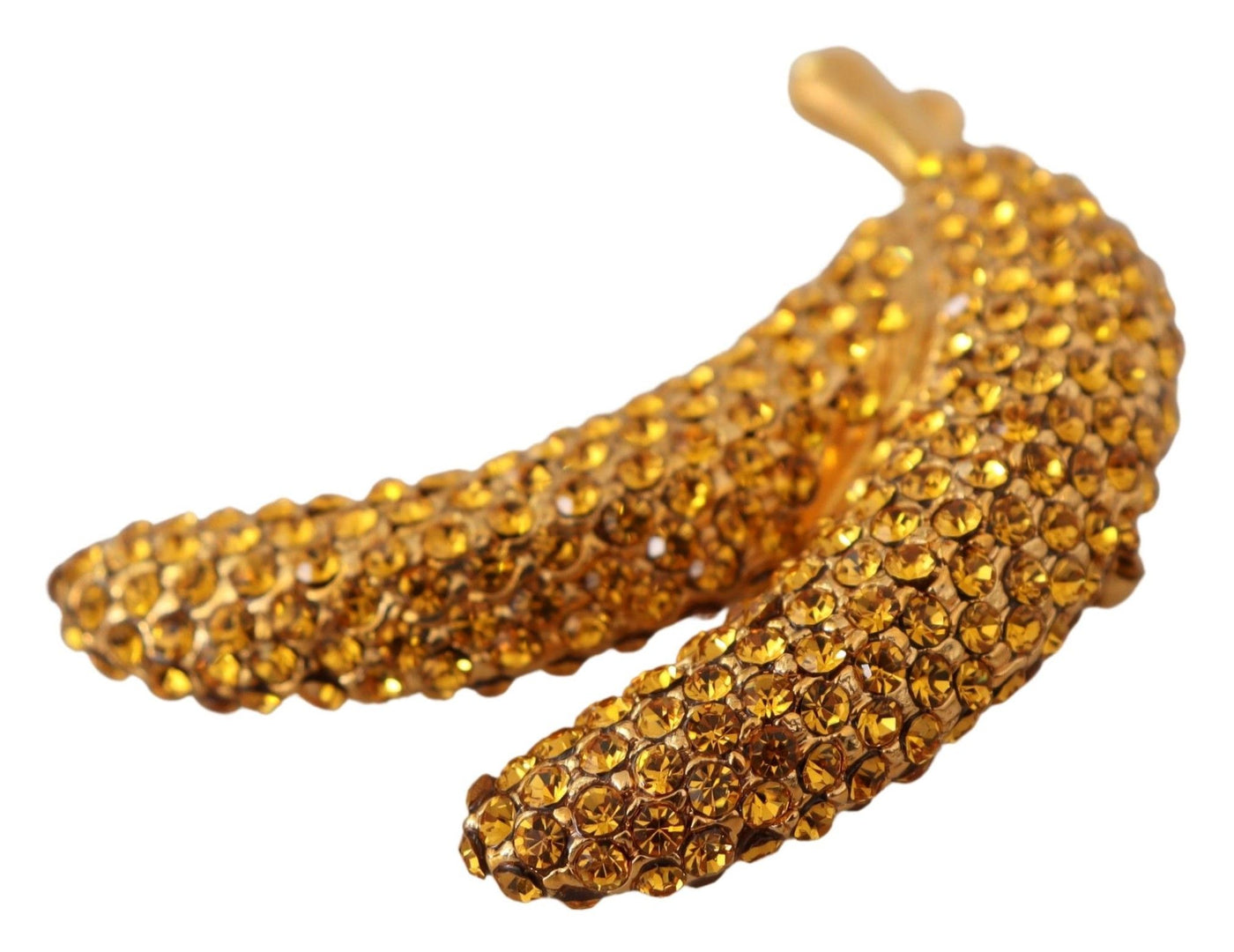 Gold Banana Crystal Pin Yellow Rhinestone AccentsBrooch