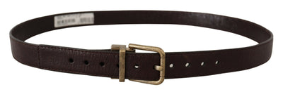 Brown Calf Leather Vintage Logo Metal Buckle Belt