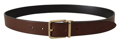 Brown Classic Leather Gold Tone Metal Buckle Belt