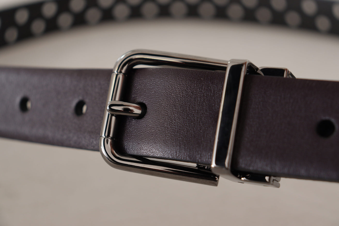 Dark Purple Perforated Leather Metal Buckle Belt