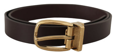 Dark Brown Calf Leather Gold Tone Metal Buckle