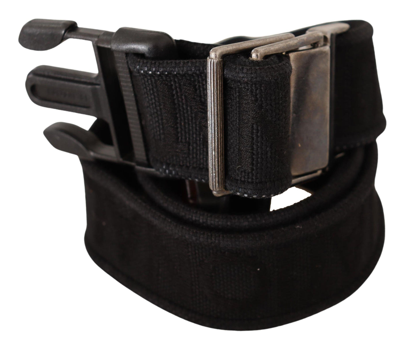 Black Canvas Plastic Buckle Waist Belt