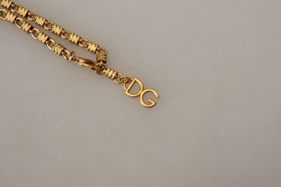 Gold Plated Brass Chain DG Logo Crystal Pendant Necklace