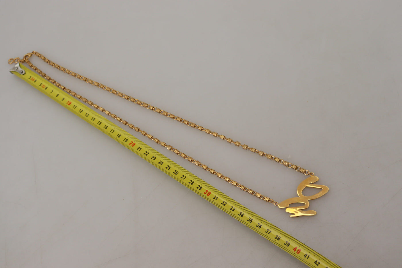 Gold Plated Brass Chain DG Logo Crystal Pendant Necklace