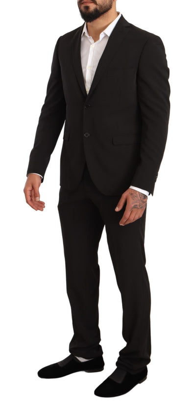 Black Polyester Slim 2 Piece Set TAGLIENTE Suit