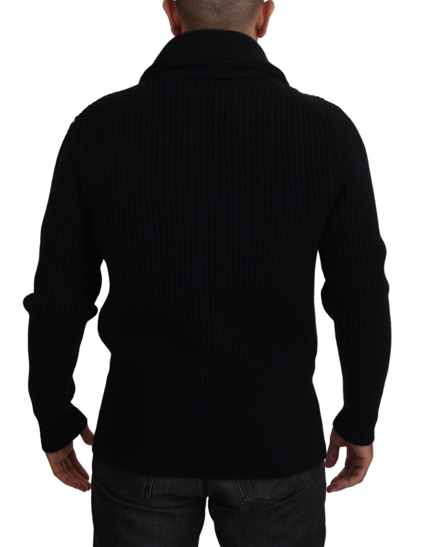 Black Cashmere Long Sleeves Pullover Sweater