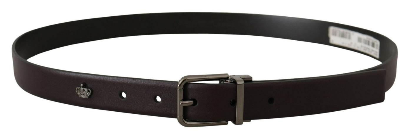 Dark Purple Leather Box Borchia Metal Buckle Belt