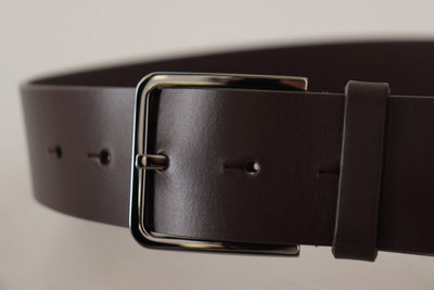 Brown Leather Logo Engraved Metal Buckle Dark