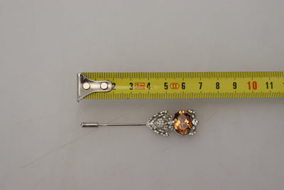 925 Sterling Silver Large Crystals Pin Brooch