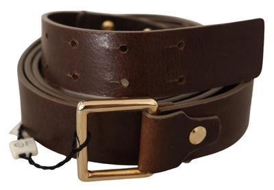 Gold Metal Buckle Waist Genuine Leather Belt