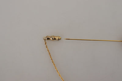 Gold Tone 925 Sterling Silver Crystal Chain Pin Brooch