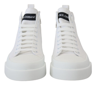 White Canvas Cotton High Tops Sneakers Shoes