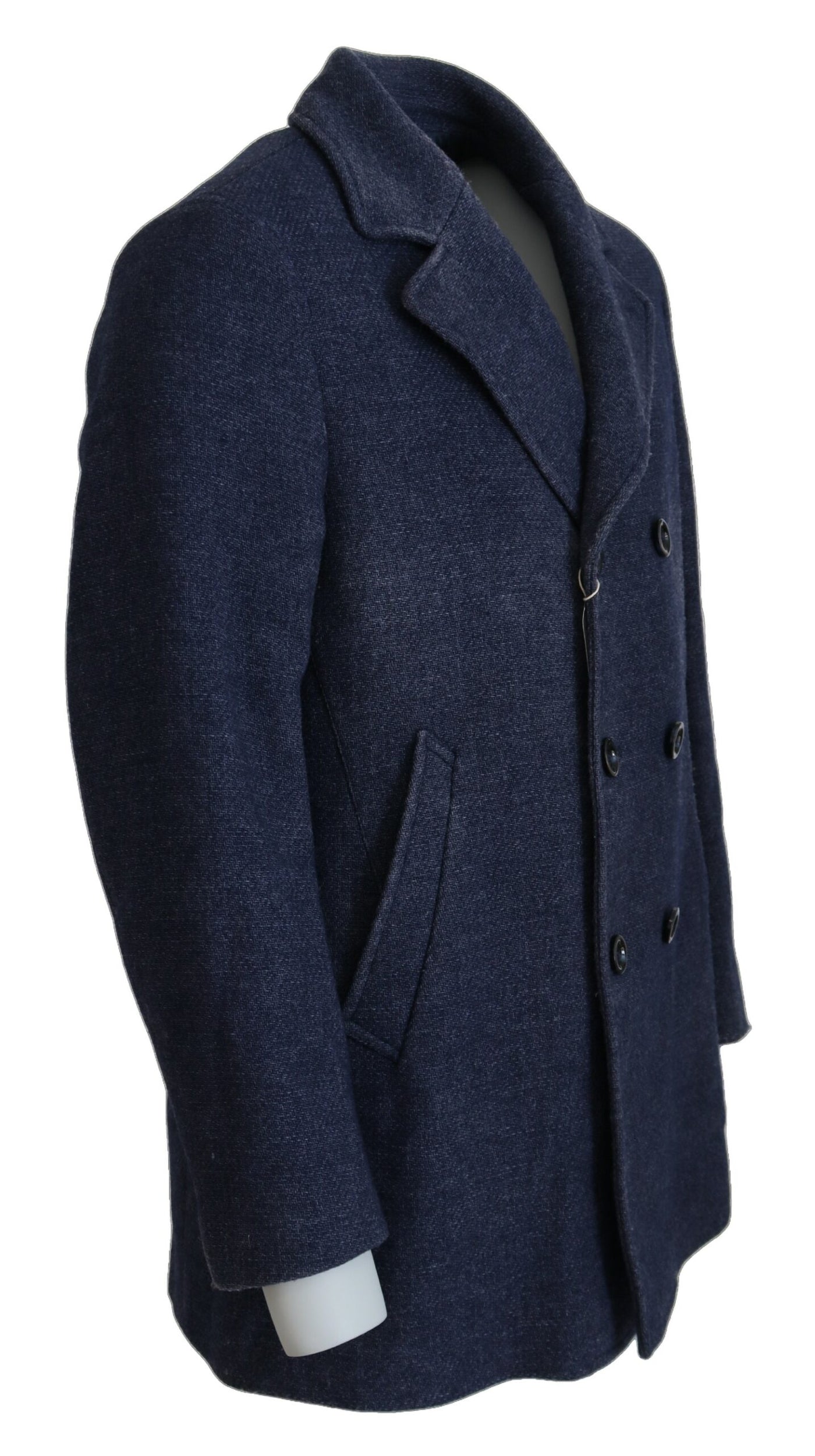 Blue Wool Long Sleeve Coat Jacket