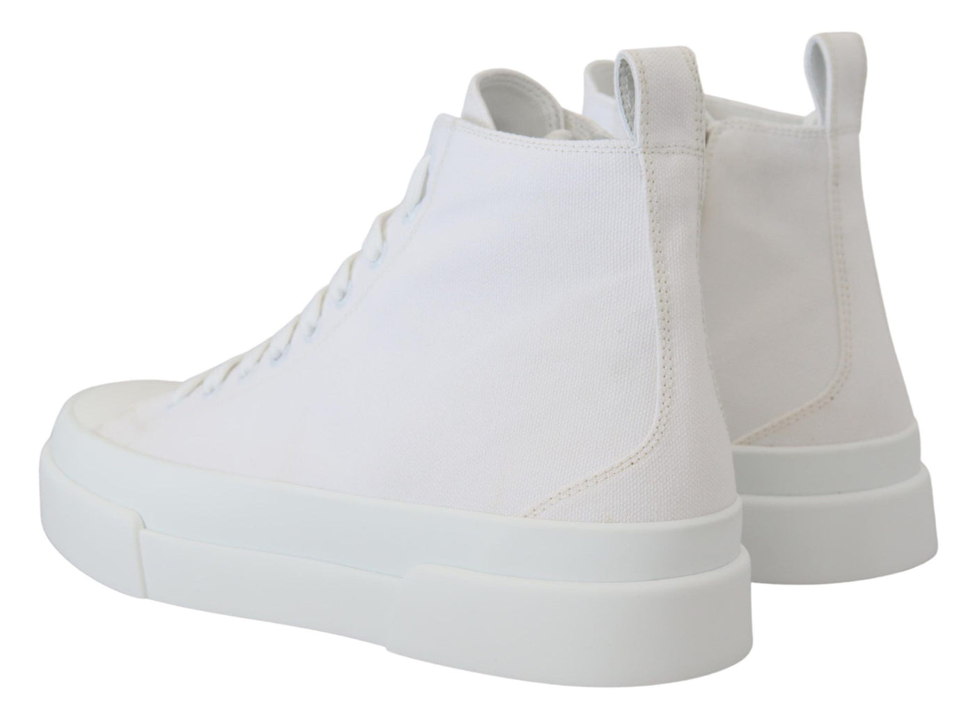 White Canvas Cotton High Tops Sneakers Shoes