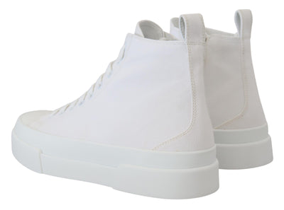 White Canvas Cotton High Tops Sneakers Shoes