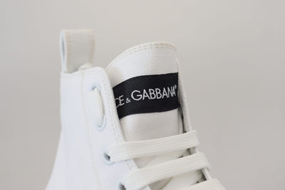 White Canvas Cotton High Tops Sneakers Shoes