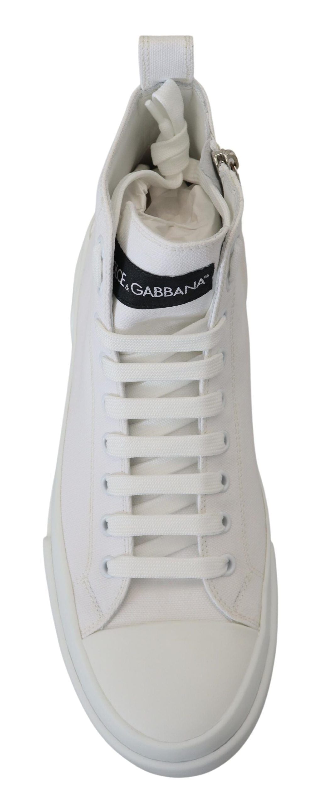 White Canvas Cotton High Tops Sneakers Shoes