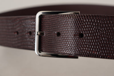 Dark Brown Calf Leather Silver Logo Metal Buckle Belt