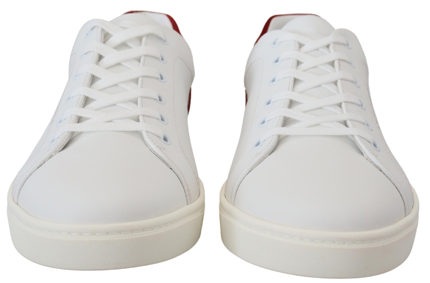 White Red Leather Low Top Mens Shoes Sneakers