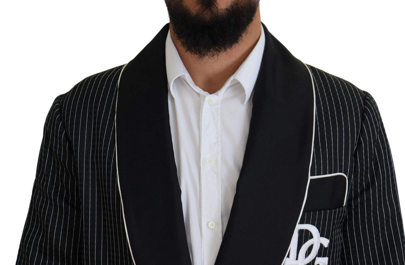 Black Robe Striped DG Patch Jacket Men Blazer