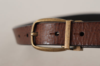 Brown Leather Vintage Style Brass Metal Buckle Belt