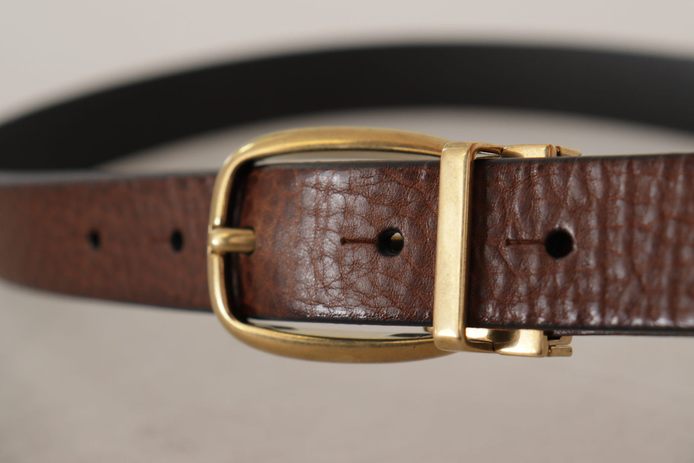 Brown Leather Classic Vintage Metal Buckle Belt