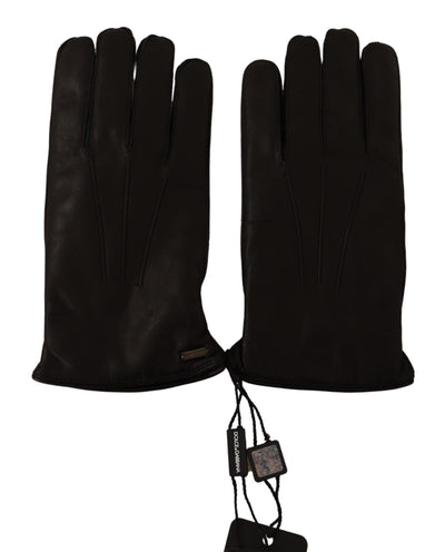 Black Leather Lamb Skin Biker Gloves