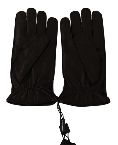 Black Leather Lamb Skin Biker Gloves