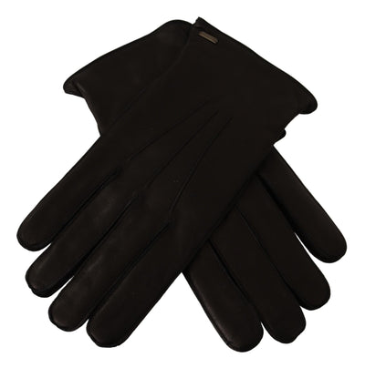 Black Leather Lamb Skin Biker Gloves