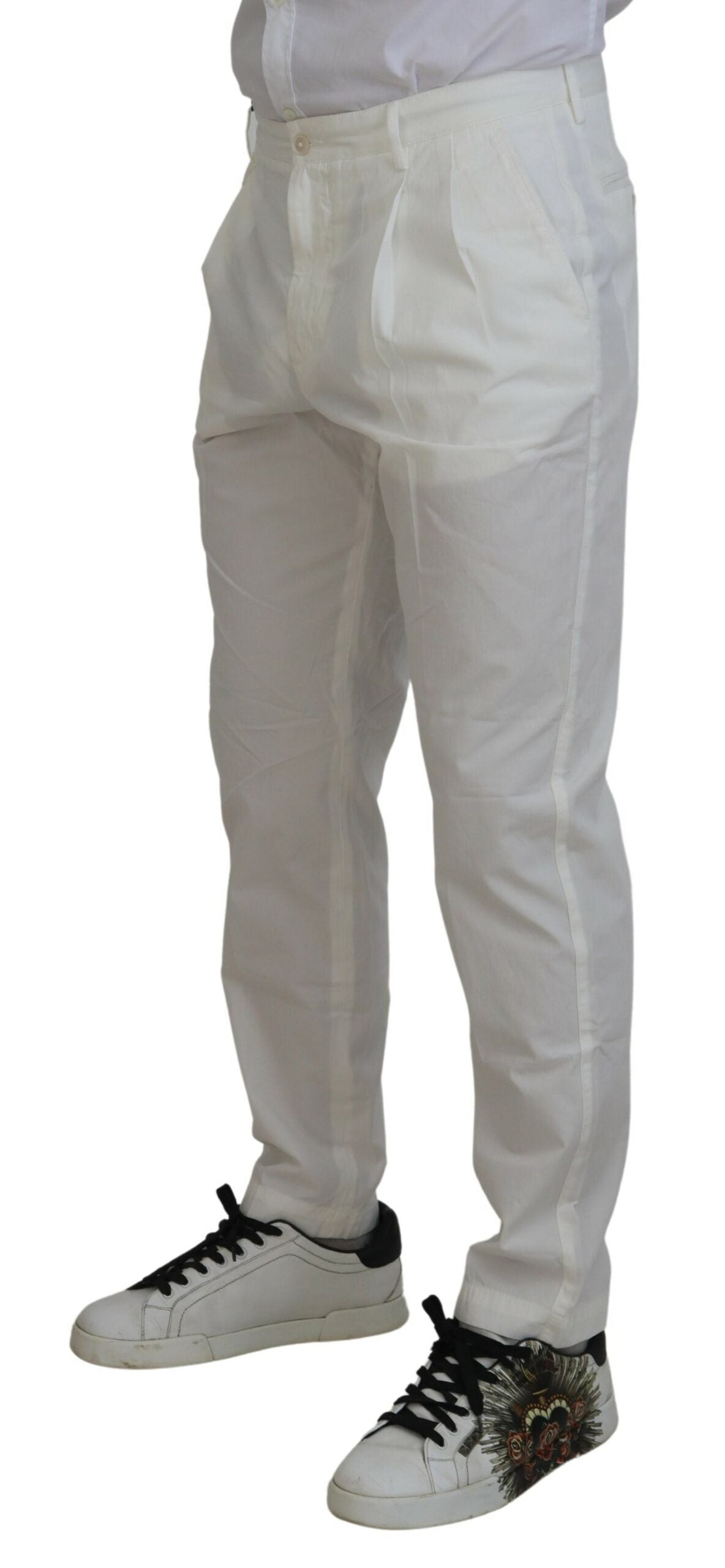 White Cotton Skinny Chino Pants