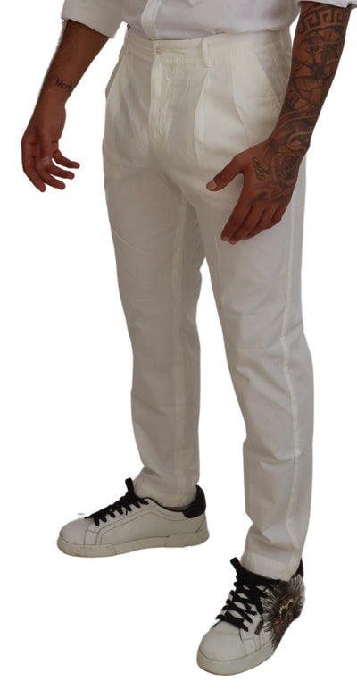 White Cotton Skinny Chino Pants