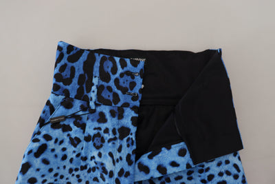 Blue Leopard Print High Waist Pants