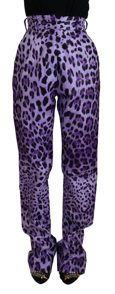 Purple Leopard Print High Waist Pants