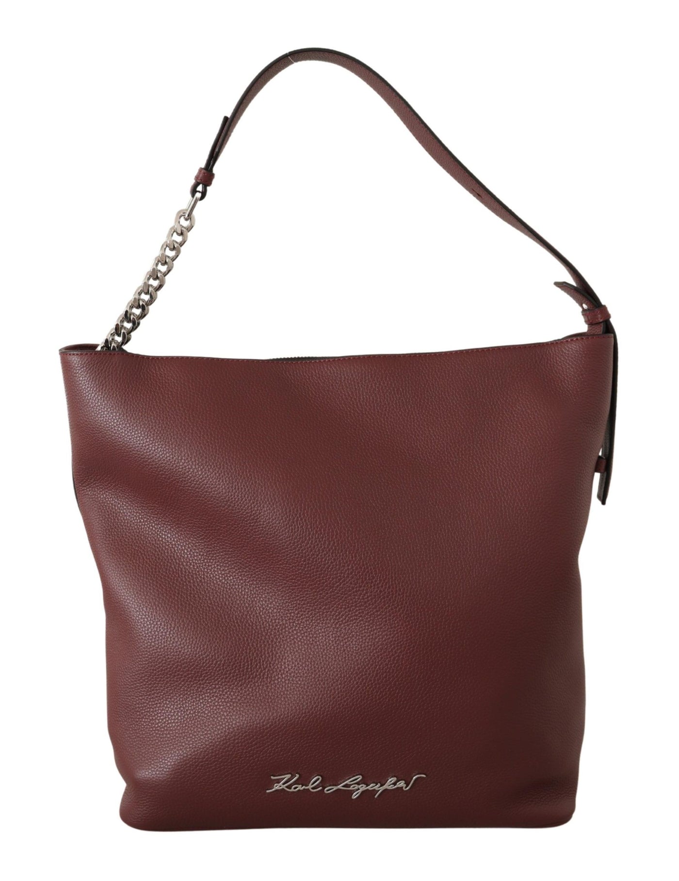 Wine Pebble Leather Tote Bag