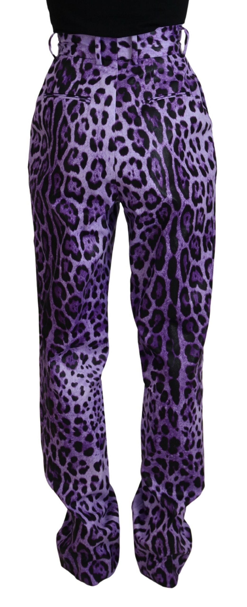 Purple Leopard Print High Waist Pants