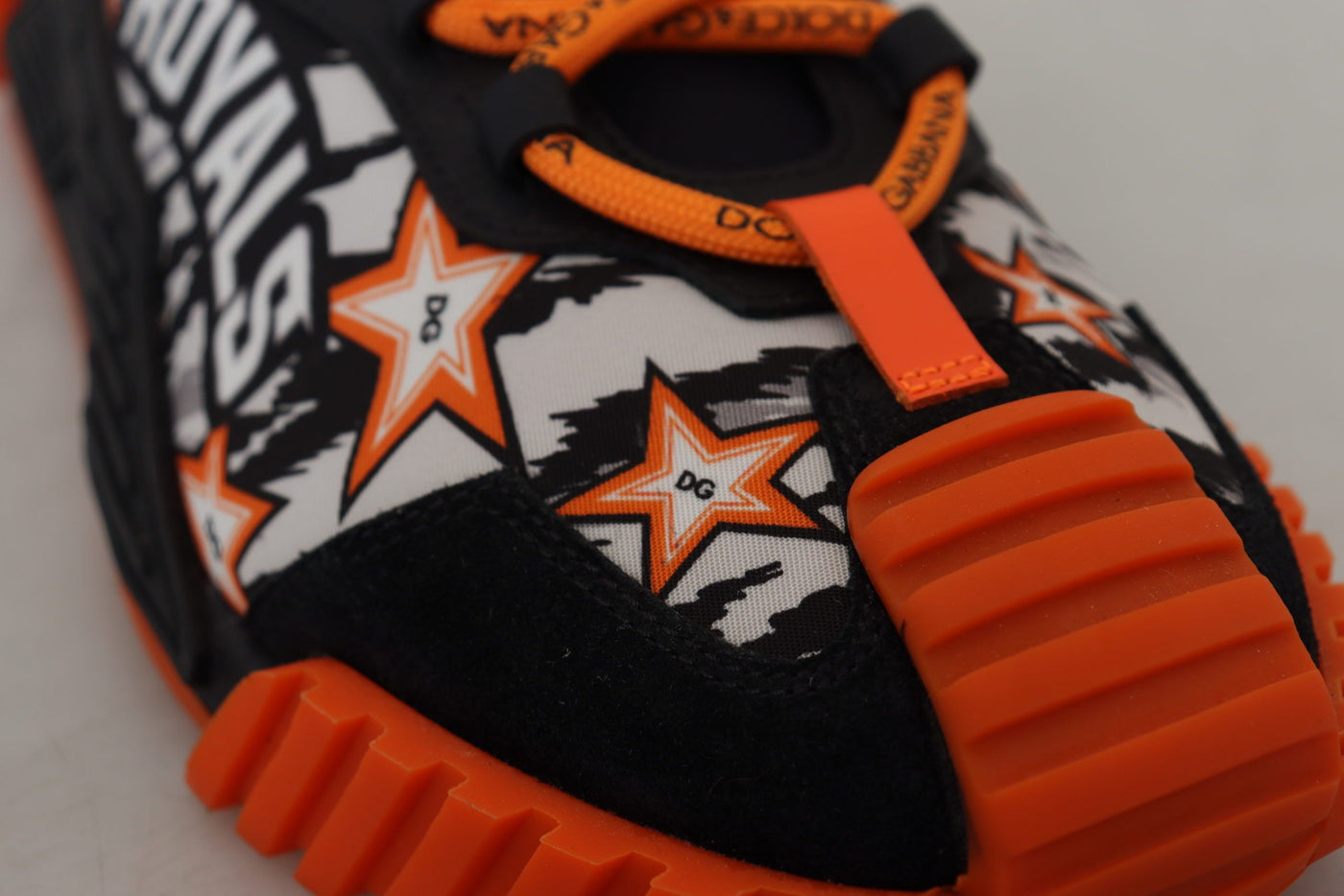 Black Orange Fabric Lace Up Sneakers NS1 Shoes