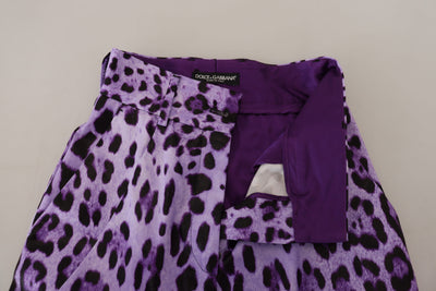 Purple Leopard Print High Waist Pants