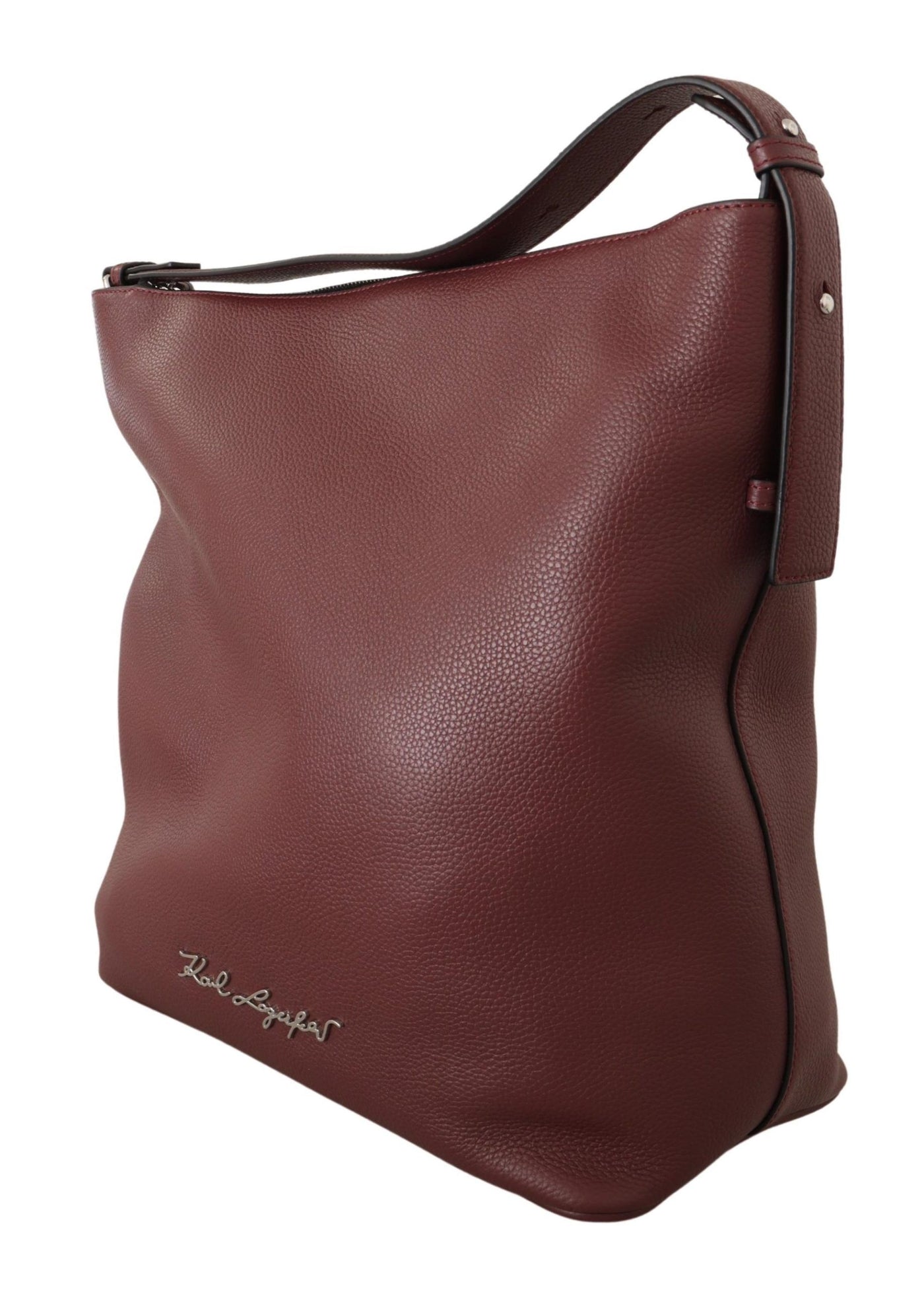 Wine Pebble Leather Tote Bag